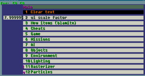 Debug Menu (8x Scaling)